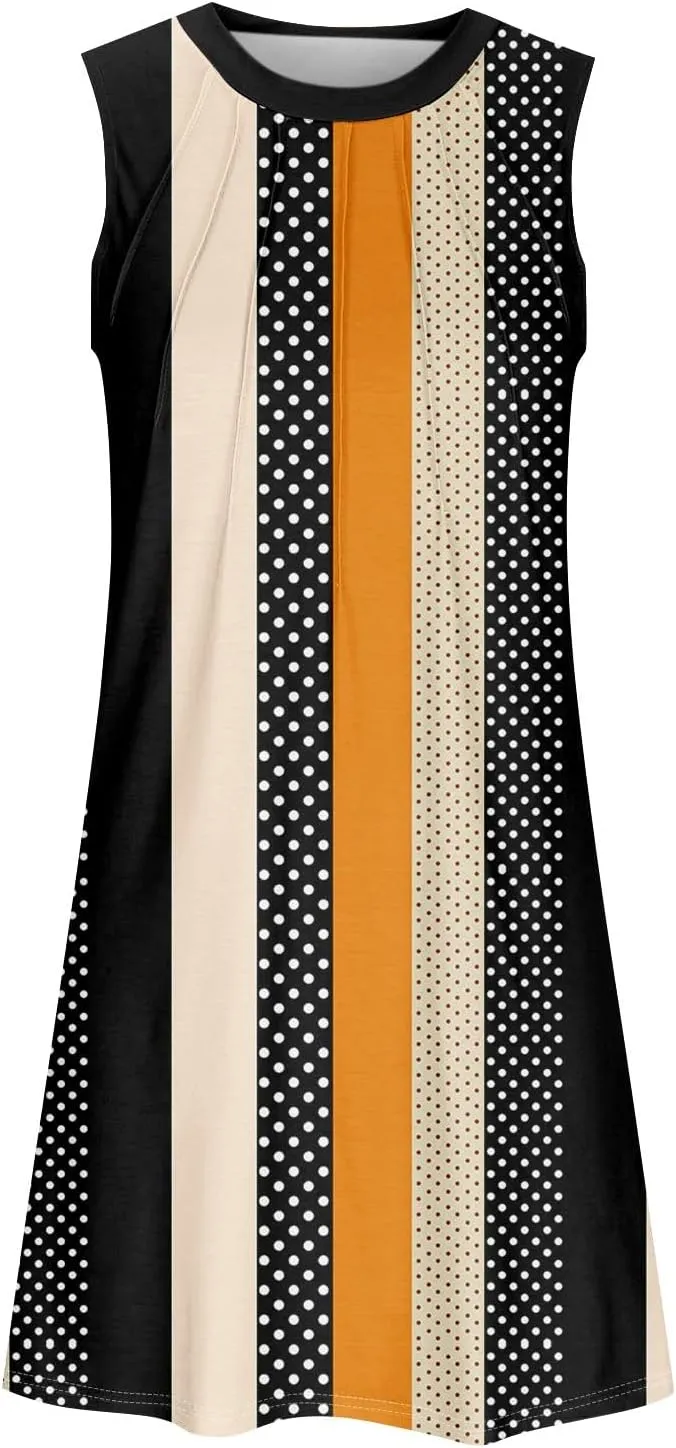 Summer Dresses for Women 2025 Beach Casual U Neck Sleeveless Fashion Floral Print Tank Loose Sundress