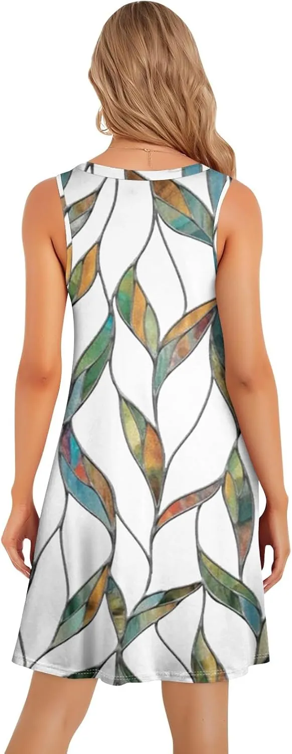 Summer Dresses for Women 2025 Beach Casual U Neck Sleeveless Fashion Floral Print Tank Loose Sundress