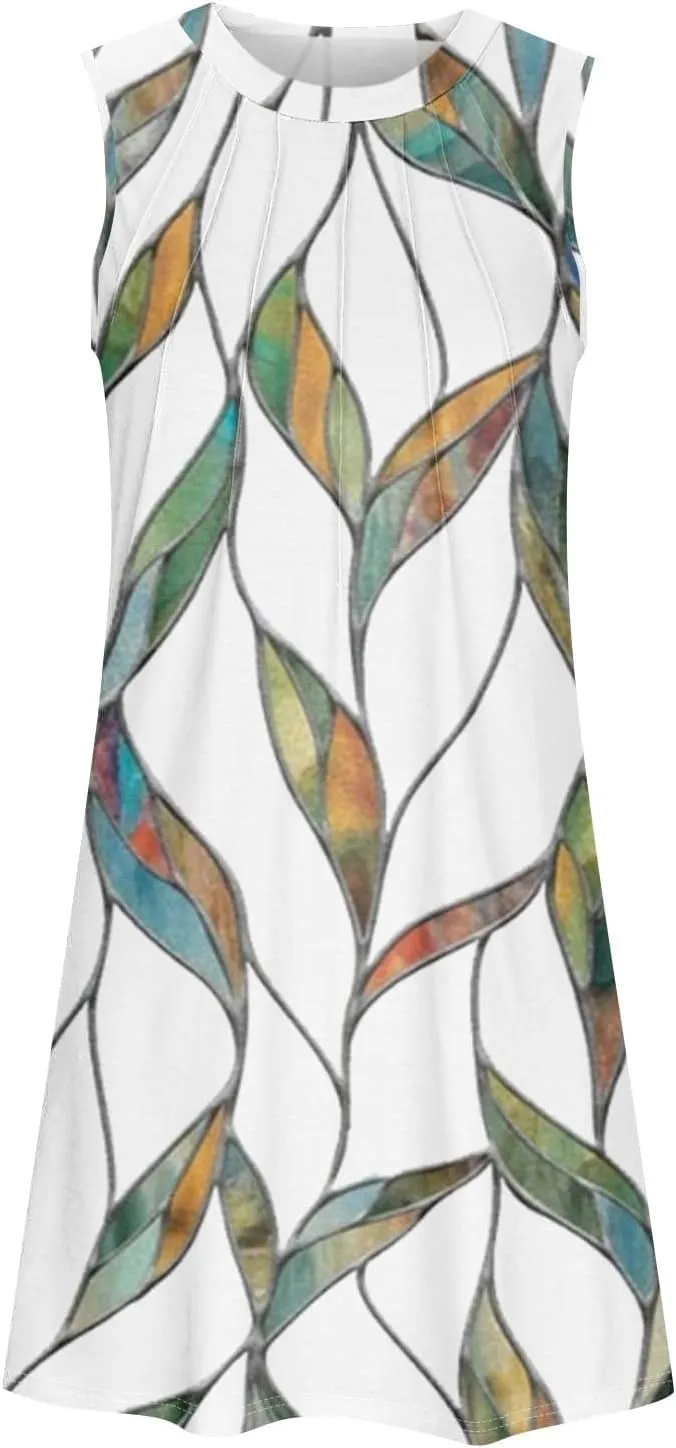 Summer Dresses for Women 2025 Beach Casual U Neck Sleeveless Fashion Floral Print Tank Loose Sundress
