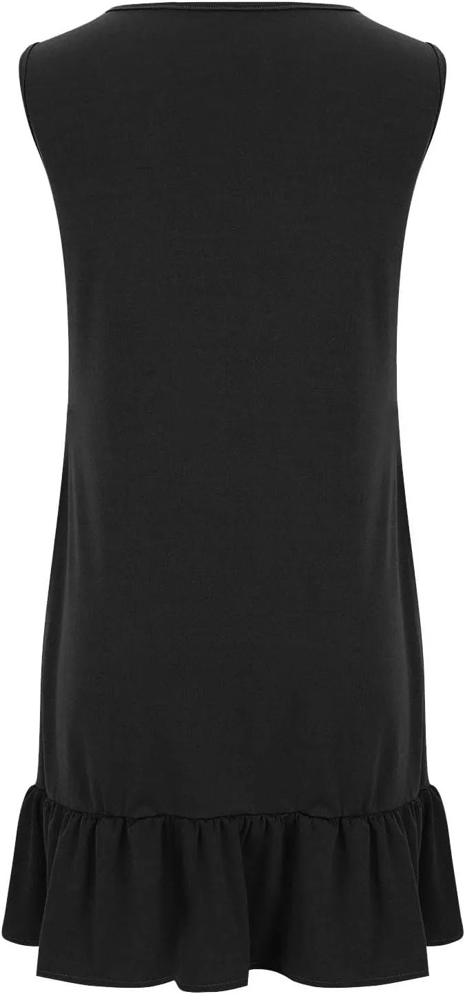 Summer Dresses for Women 2025 Sleeveless Crewneck Flowy Short Dress Trendy Graphic Loose Fit Dress