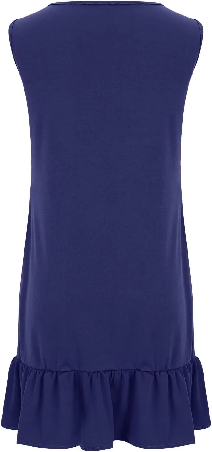Summer Dresses for Women 2025 Sleeveless Crewneck Short Dress Trendy Plus Size Mini Dress