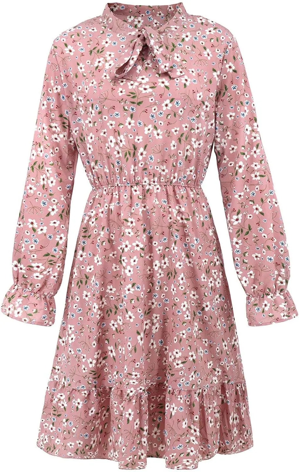 Summer Dresses for Women 2025 Trendy Bohemian Style Floral Midi Dress Long Sleeve Round-Neck Beach Casual Sundress