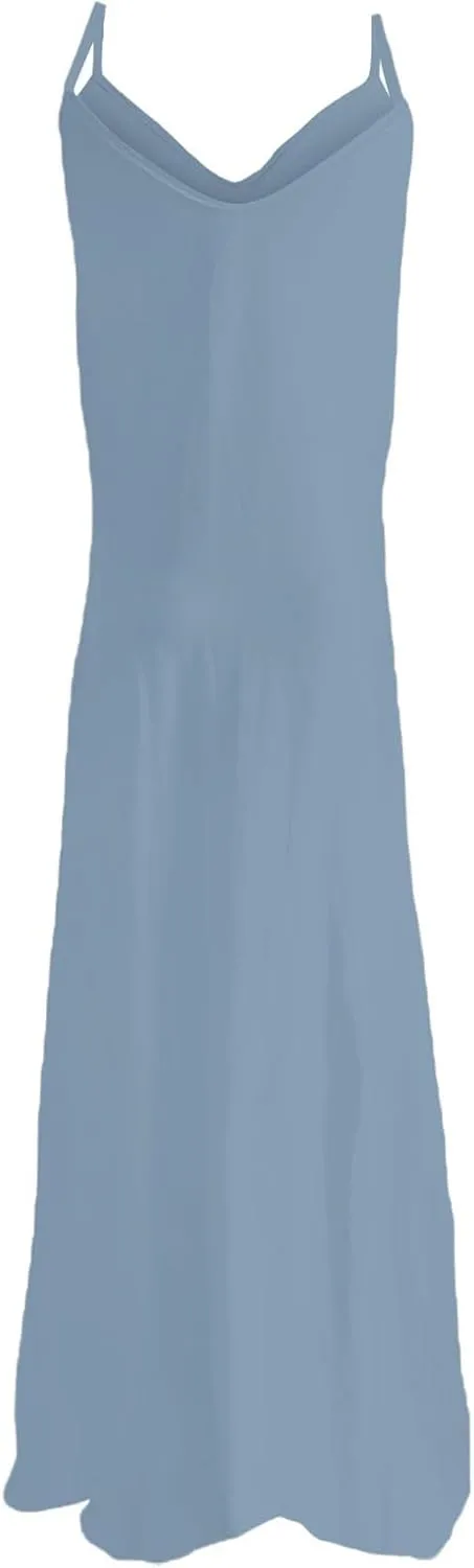 Summer Dresses for Women 2025 Trendy Boho Spaghetti with Polka Dot Tank Top Pleats Tiered Flowy Long Dress with