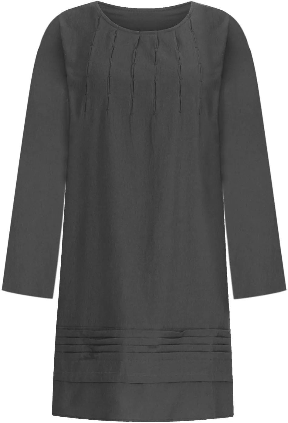 Summer Dresses for Women 2025 Vacation Cotton Linen Sundresses Casual Long Sleeve Crewneck Loose Boho Beach Clothes
