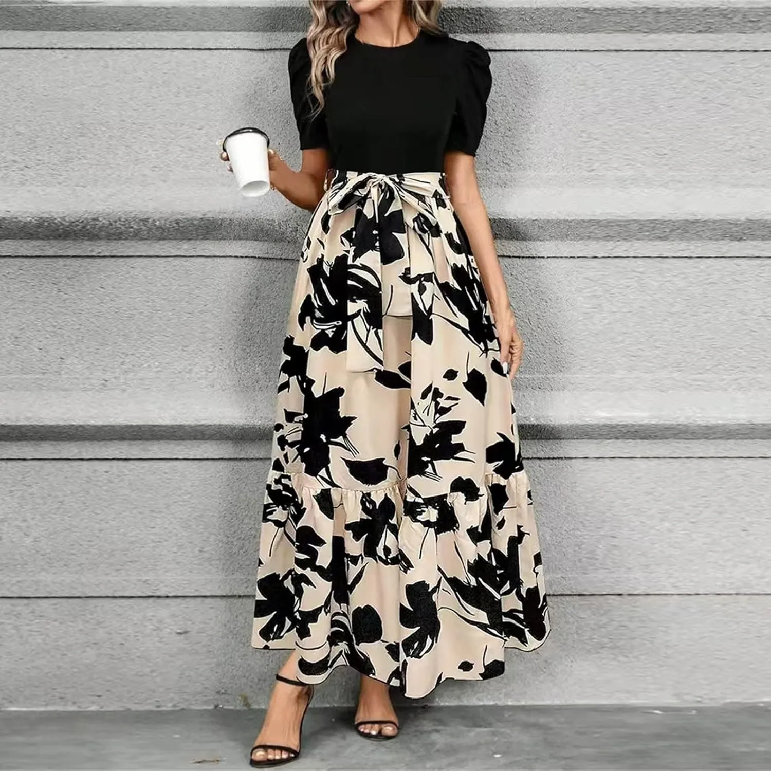 Summer Dresses for Women 2025,Formal Spring Wrap Dress for Women Patchwork Womens Easter Dresses Wedding Guest