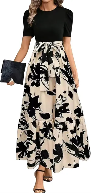 Summer Dresses for Women 2025,Formal Spring Wrap Dress for Women Patchwork Womens Easter Dresses Wedding Guest