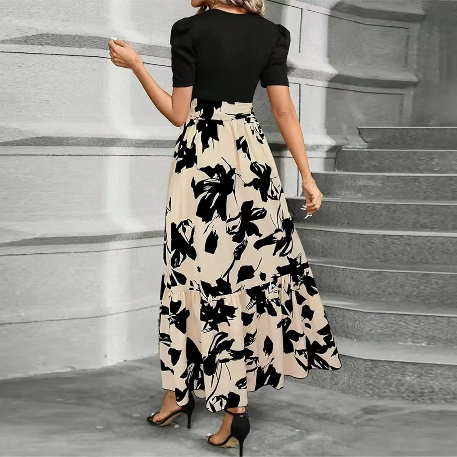 Summer Dresses for Women 2025,Formal Spring Wrap Dress for Women Patchwork Womens Easter Dresses Wedding Guest