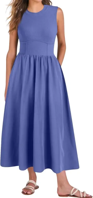 Summer Dresses for Women Sundresses Empire Waist Dresses Tank Dress Work Wrap Dress Ruffle with Pockets