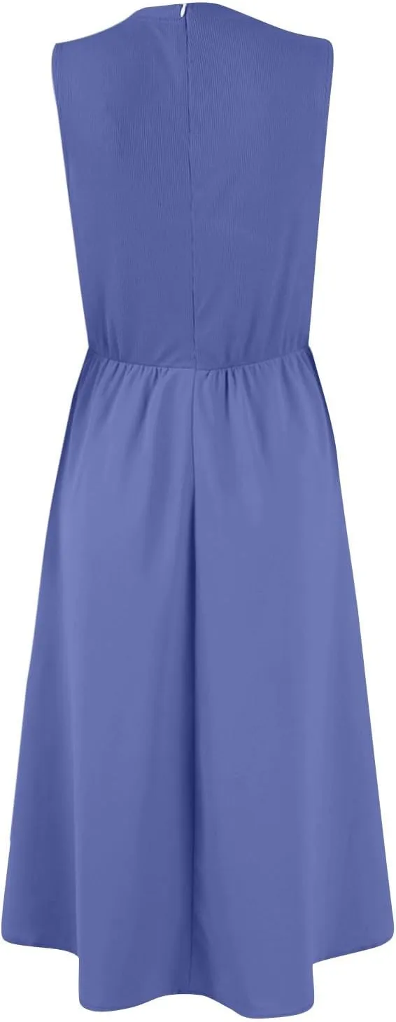 Summer Dresses for Women Sundresses Empire Waist Dresses Tank Dress Work Wrap Dress Ruffle with Pockets