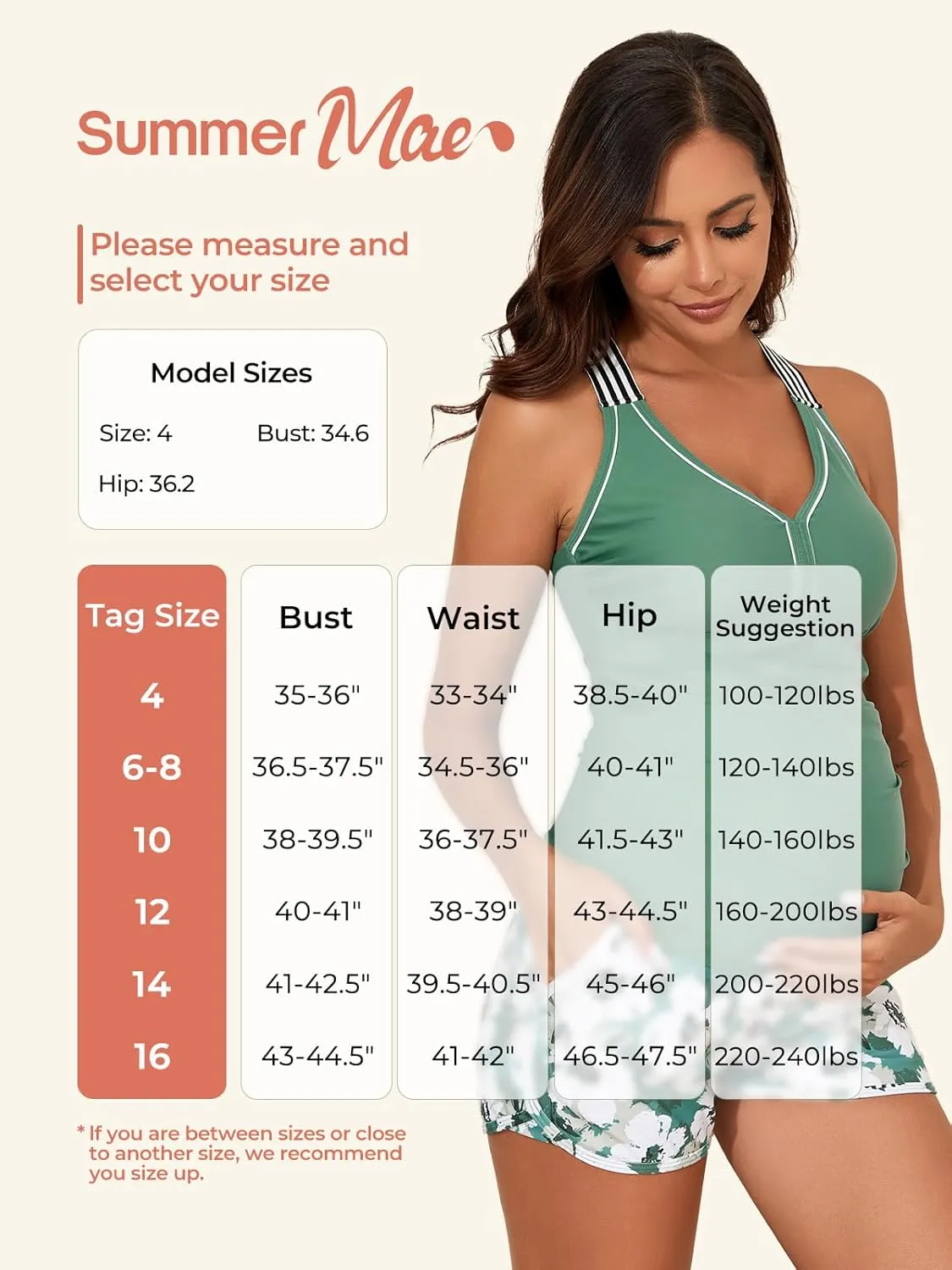 Summer Mae Maternity Two Piece Swimsuit Tankini High Waist Pregnancy Bathing Suit with Pockets Cross Back Swimwear