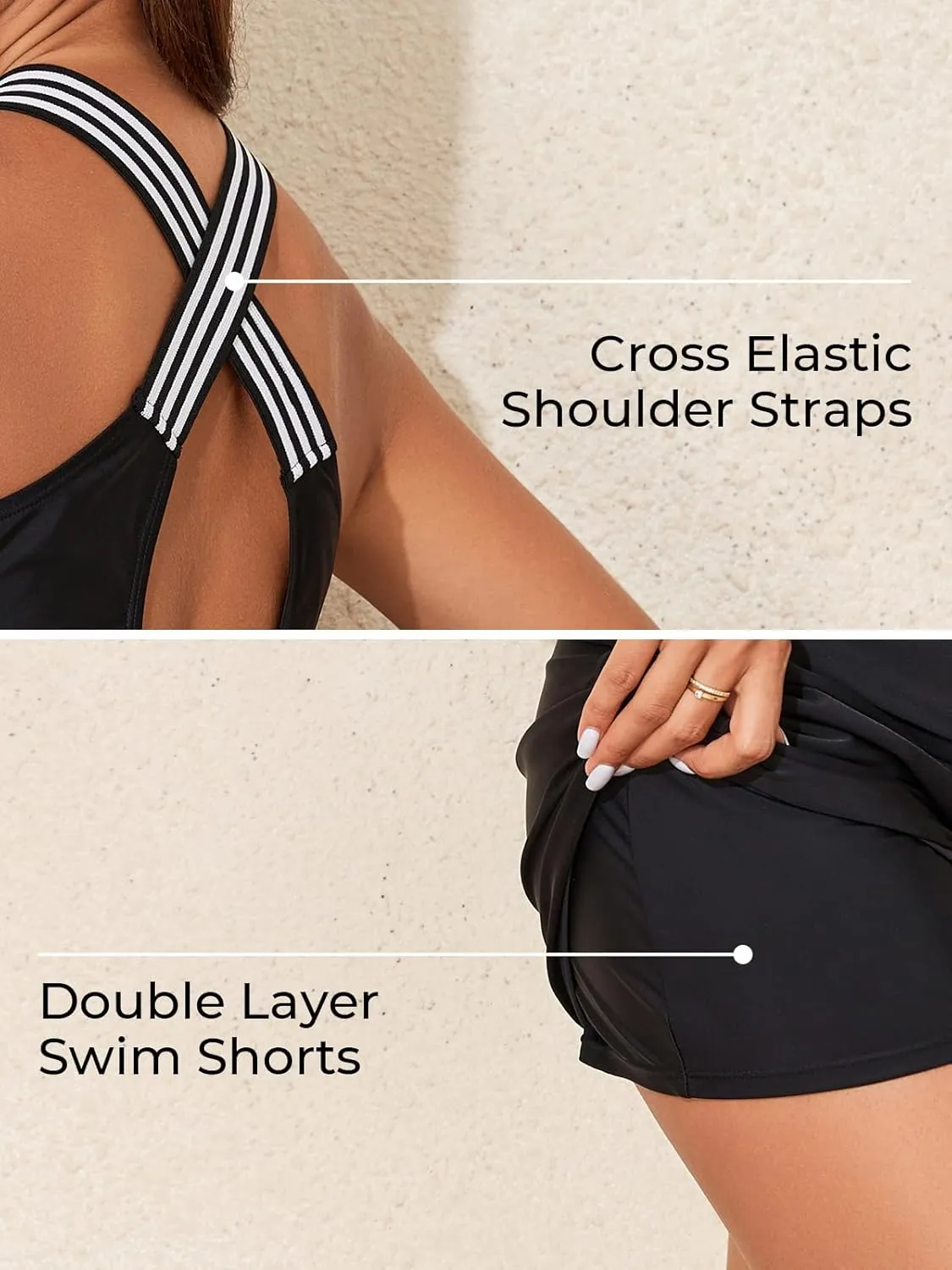 Summer Mae Maternity Two Piece Swimsuit Tankini High Waist Pregnancy Bathing Suit with Pockets Cross Back Swimwear