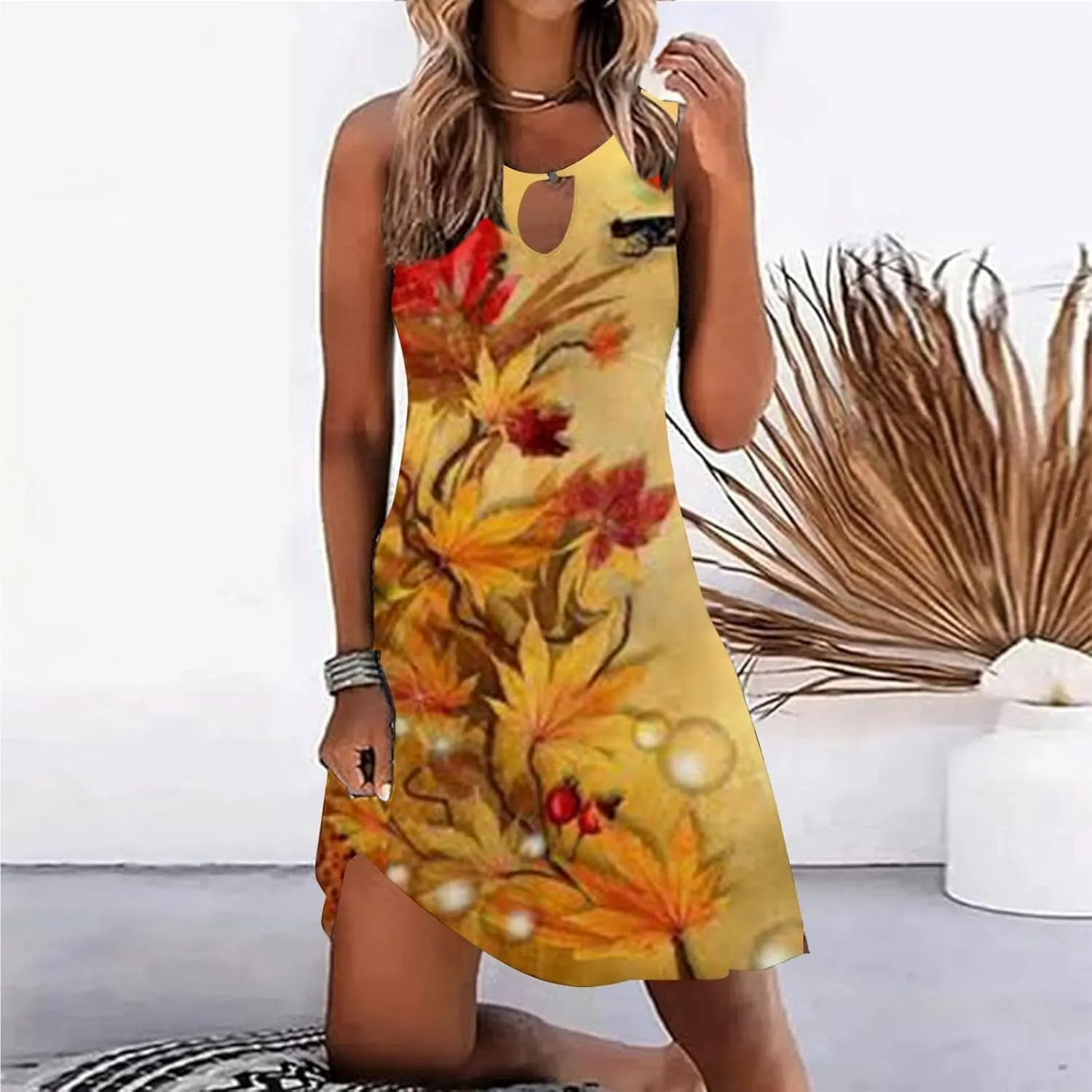 Sundresdes for Women Over 50 Sun Dresses for Women 2025 Vacation Beach Casual Summer Sundresses Sleeveless Tank