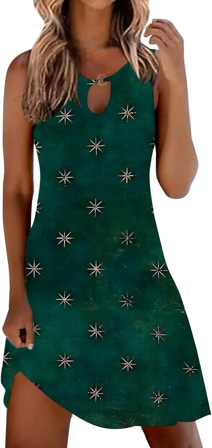 Sundresdes for Women Over 50 Sun Dresses for Women 2025 Vacation Beach Casual Summer Sundresses Sleeveless Tank
