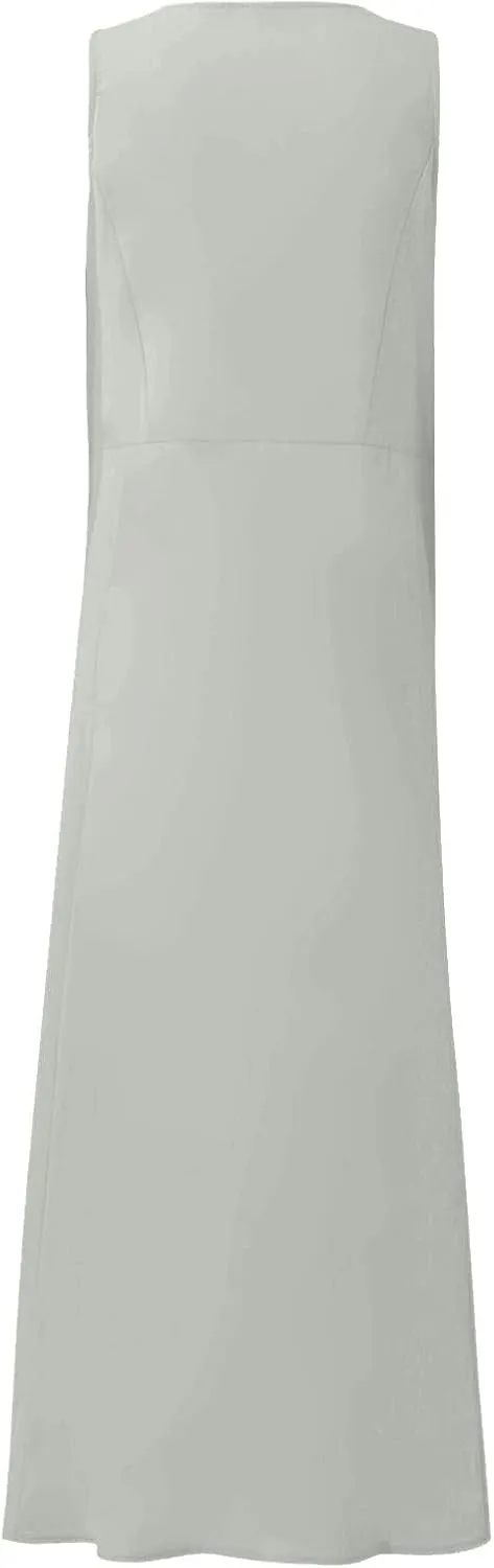 Sundresses for Women 2025 Vacation Plus Size Linen Maxi Dress Flwoy Summer Boho Beach Tank Dress with Pockets