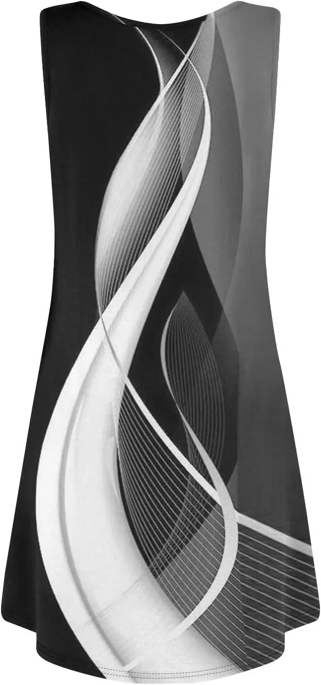 Sundresses for Women Tank Dress Spring Short Dress Sleeveless Gradient Color Fashion Vest Dresses Summer with Pocket