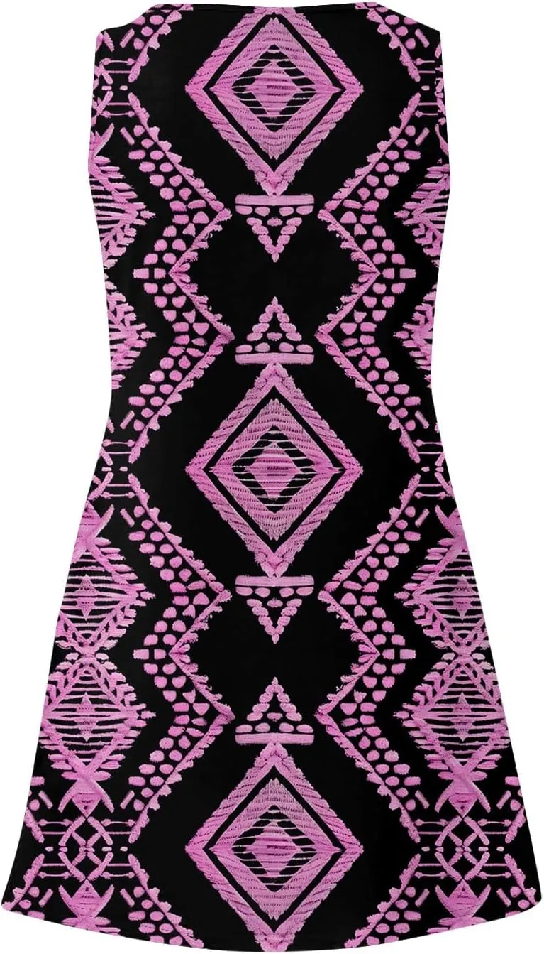 Sundresses for Women Tank Dress Summer Beach Dress Cover Up Short Dresses Sleeveless Cute Floral Dresses with Pocket