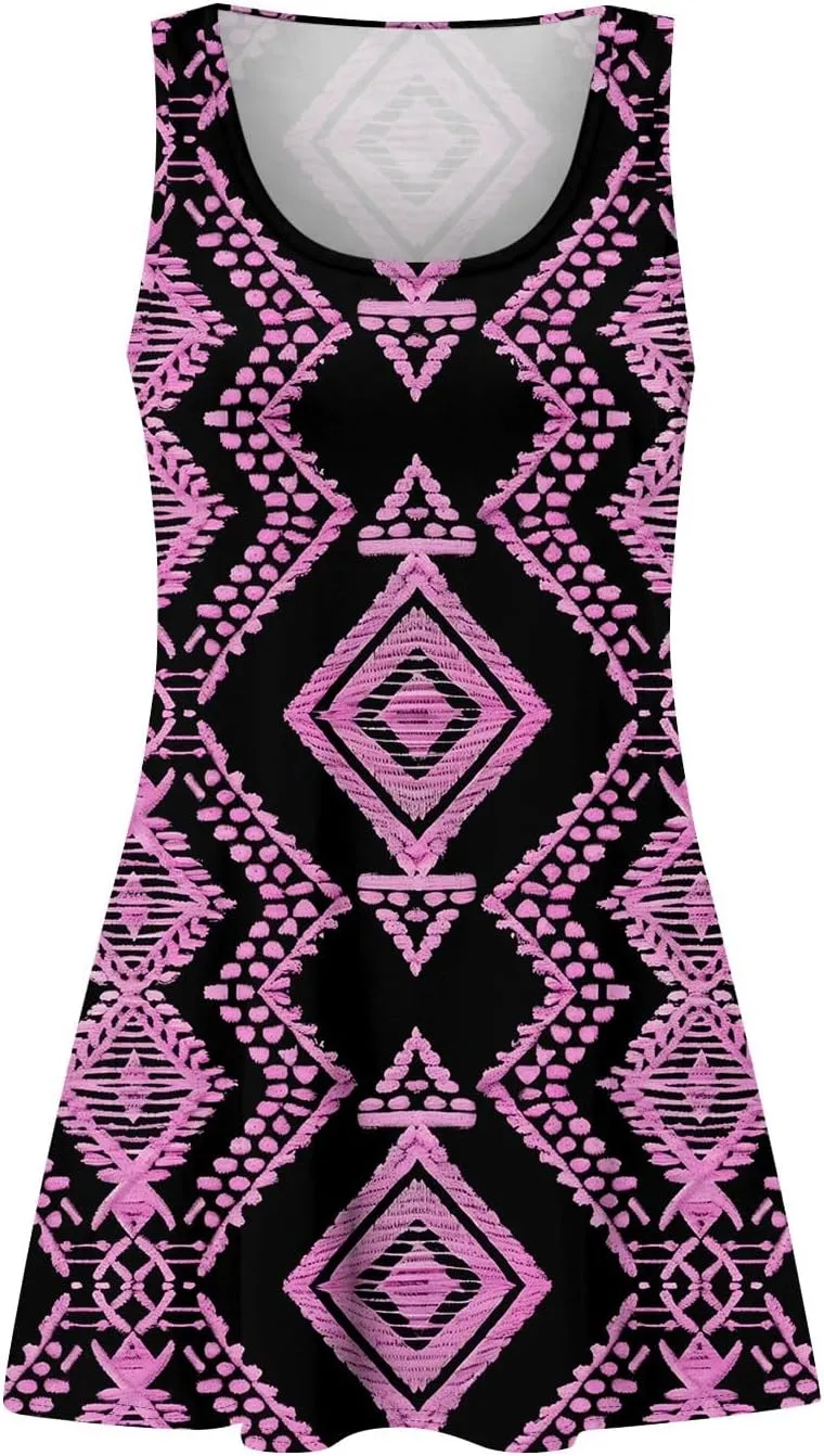 Sundresses for Women Tank Dress Summer Beach Dress Cover Up Short Dresses Sleeveless Cute Floral Dresses with Pocket