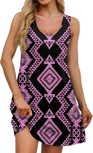 Sundresses for Women Tank Dress Summer Beach Dress Cover Up Short Dresses Sleeveless Cute Floral Dresses with Pocket