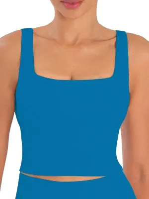 Sunzfly Women Square Neck Sport Bra with Removable Pads, Built-in Bra Crop Tank Top Summer Sleeveless Camisole Workout Yoga