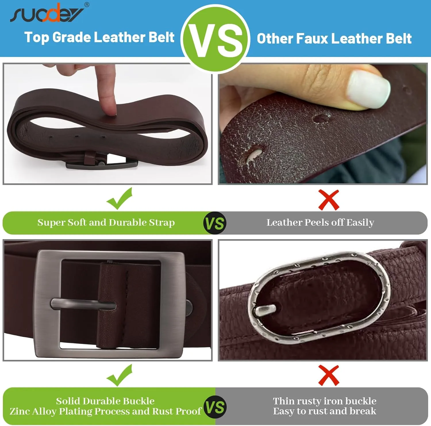 SUOSDEY Fashion Womens Leather Belts,Wide Waist Belt with Pin Buckle for Jeans Pants Dresses,1.5" width