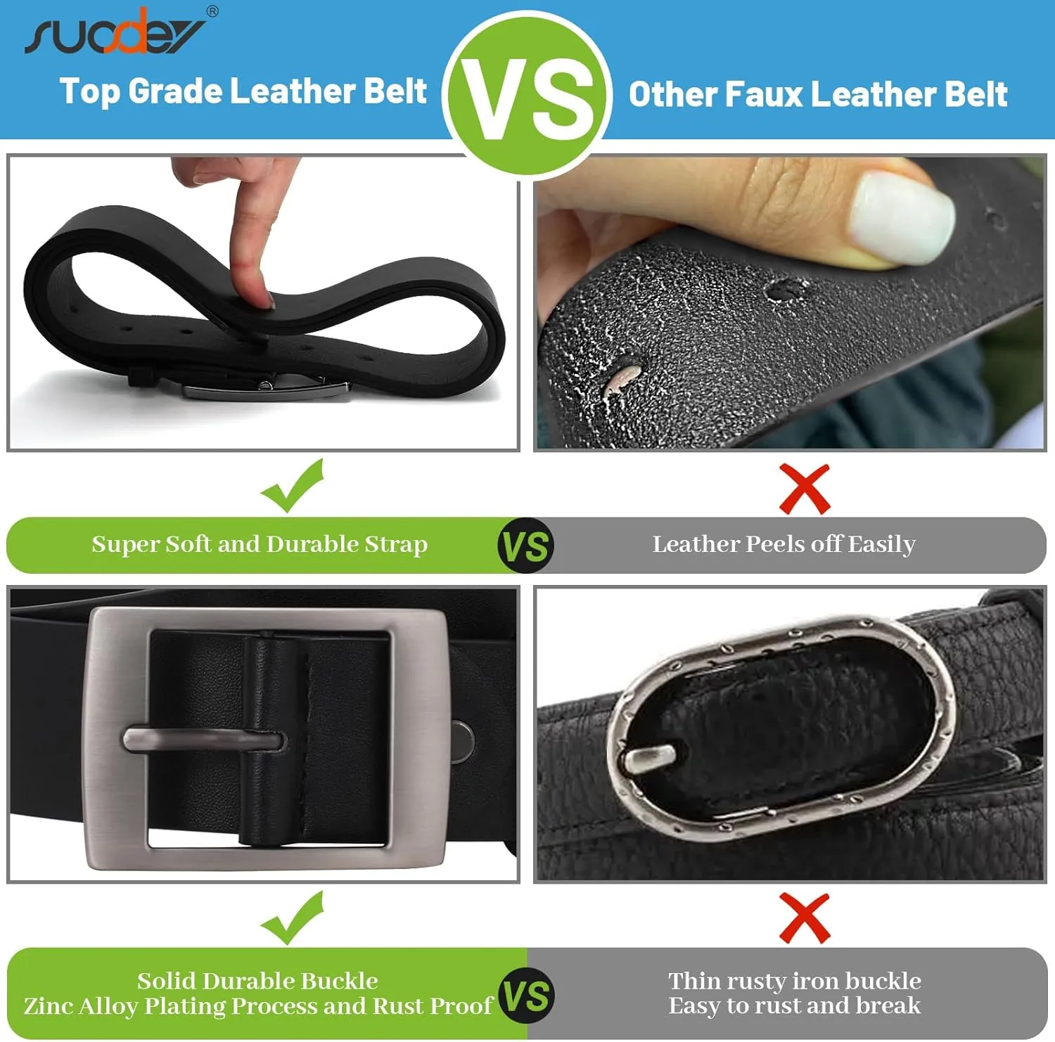 SUOSDEY Fashion Womens Leather Belts,Wide Waist Belt with Pin Buckle for Jeans Pants Dresses,1.5" width