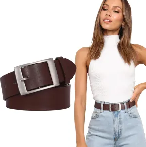 SUOSDEY Fashion Womens Leather Belts,Wide Waist Belt with Pin Buckle for Jeans Pants Dresses,1.5" width