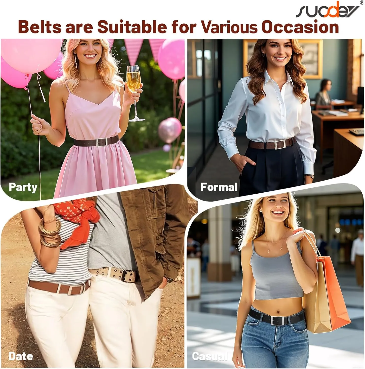 SUOSDEY Fashion Womens Leather Belts,Wide Waist Belt with Pin Buckle for Jeans Pants Dresses,1.5" width