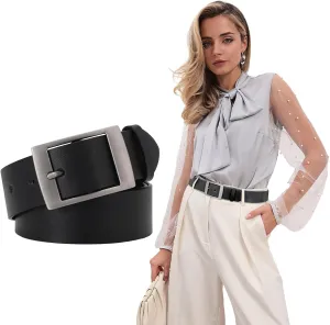 SUOSDEY Fashion Womens Leather Belts,Wide Waist Belt with Pin Buckle for Jeans Pants Dresses,1.5" width