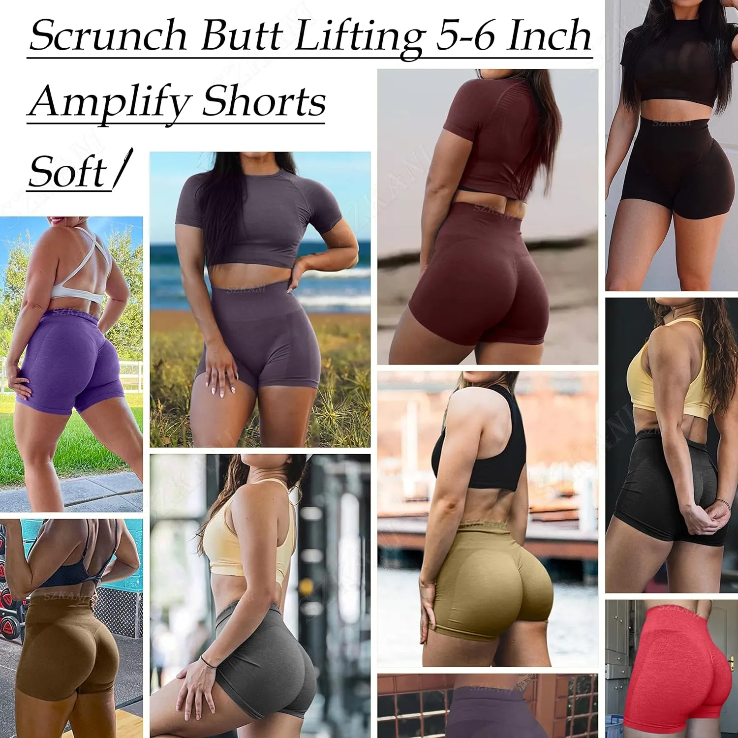 SZKANI Butt Lifting Workout Shorts for Women Booty Seamless Scrunch Butt Gym Shorts High Waist Yoga Biker Shorts