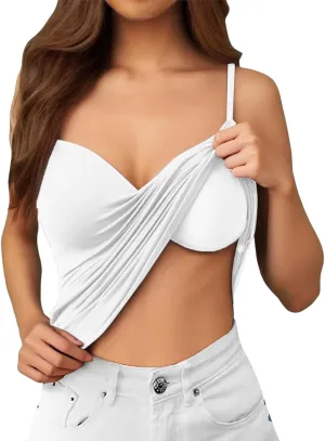 Tank Top for Women Wtih Shelf Bra Spaghetti Straps Camisole Basic Padded Cotton Cami Shirts