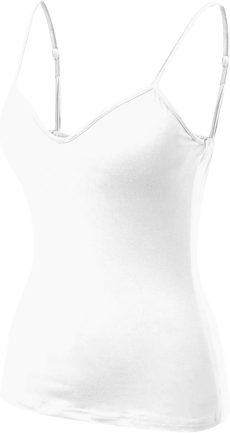Tank Top for Women Wtih Shelf Bra Spaghetti Straps Camisole Basic Padded Cotton Cami Shirts