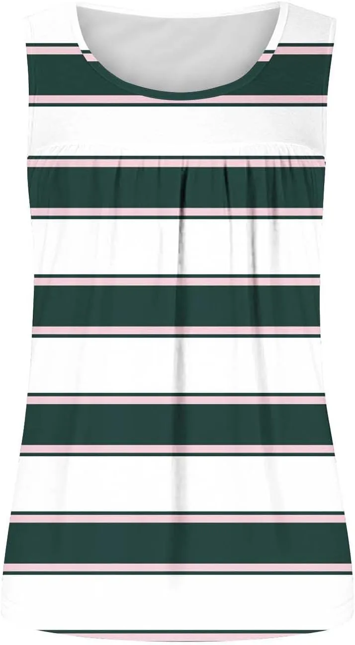 Tank Tops for Women 2025 Striped Print Crewneck Sleeveless Tunic Shirts Trendy Casual Comfy Summer Yaga Camisole