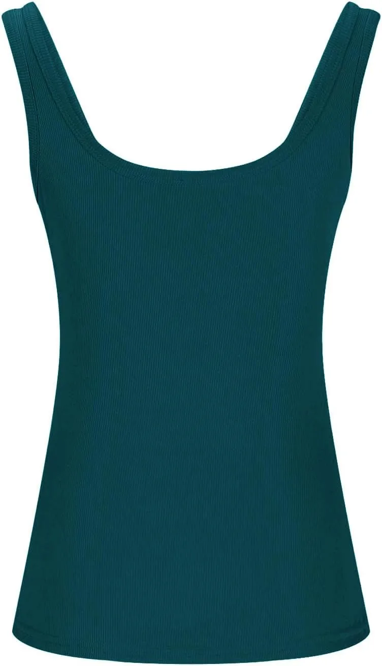 Tank Tops with Built in Bra for Women Comfy Loose Knitted Solid Scoop Neck Camisole Trendy Soft Sleeveless Tank 2025
