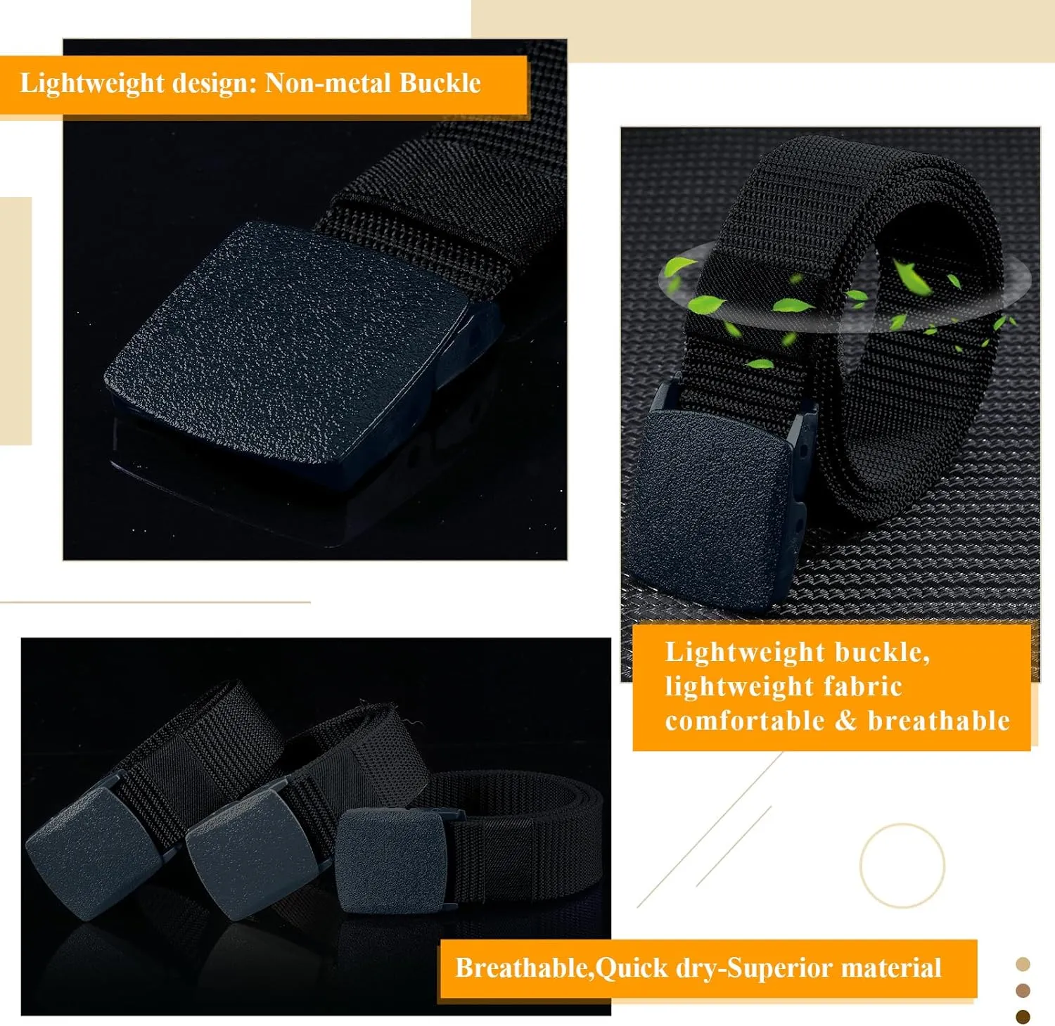 Tarpop 10 Pack Nylon Military Belts for Men Canvas Web Woven Waist Breathable Nylon Belt for Men, 47 Inch