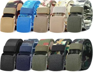 Tarpop 10 Pack Nylon Military Belts for Men Canvas Web Woven Waist Breathable Nylon Belt for Men, 47 Inch