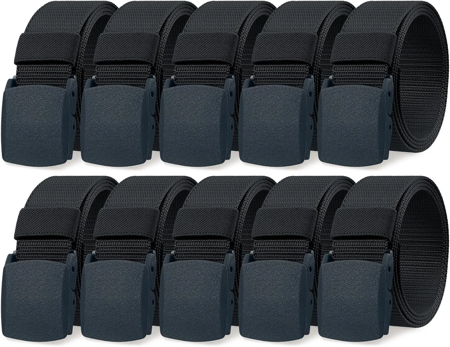 Tarpop 10 Pack Nylon Military Belts for Men Canvas Web Woven Waist Breathable Nylon Belt for Men, 47 Inch