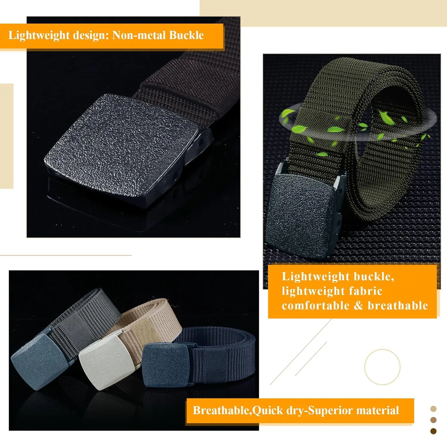 Tarpop 10 Pack Nylon Military Belts for Men Canvas Web Woven Waist Breathable Nylon Belt for Men, 47 Inch