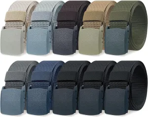 Tarpop 10 Pack Nylon Military Belts for Men Canvas Web Woven Waist Breathable Nylon Belt for Men, 47 Inch