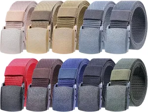 Tarpop 10 Pack Nylon Military Belts for Men Canvas Web Woven Waist Breathable Nylon Belt for Men, 47 Inch