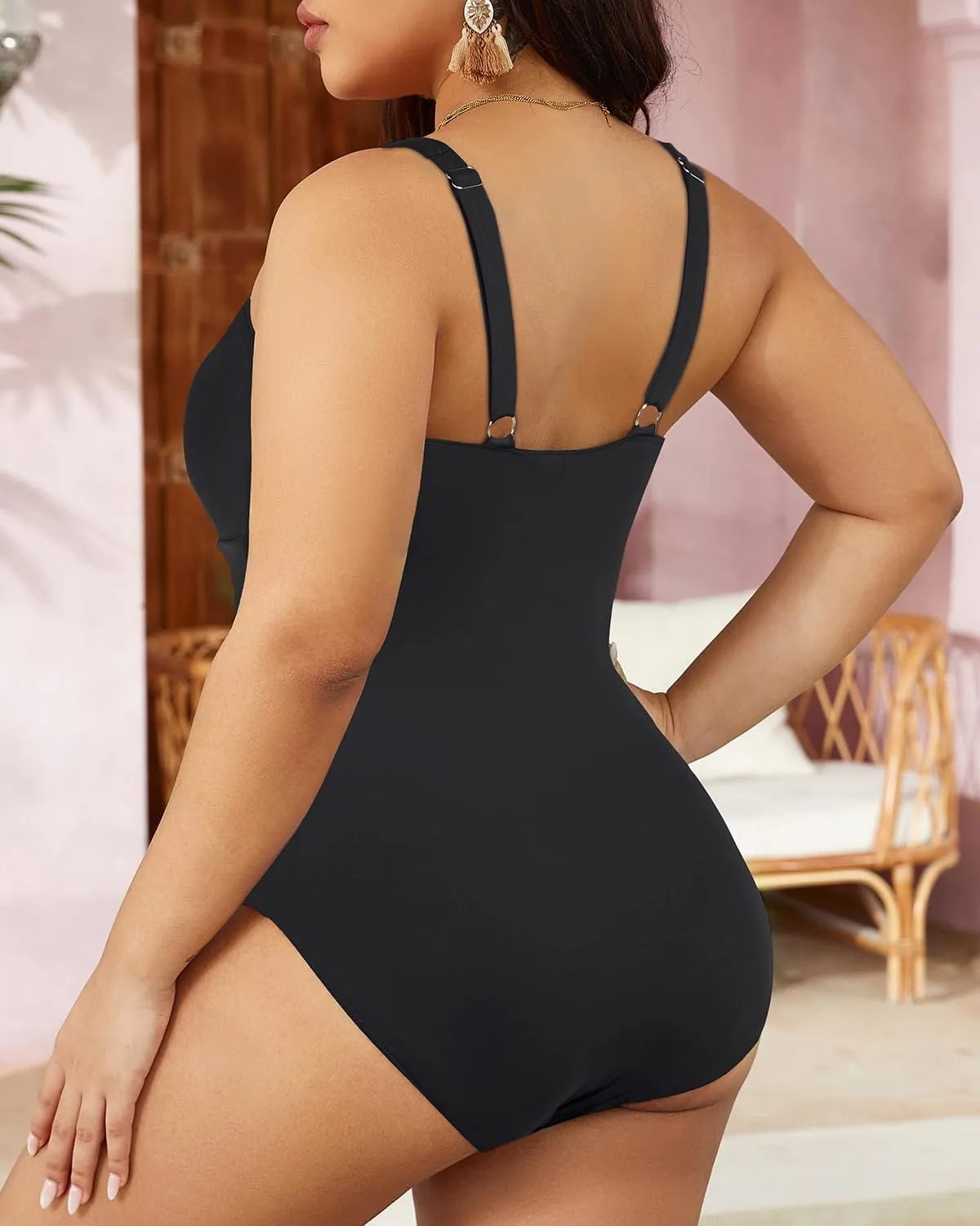 Tempt Me Women Ruched Slimming One Piece Swimsuits Tummy Control Vintage Bathing Suits