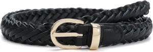 Thin Braided Belts for Women Classic Waist Belt Skinny Woven Strap for Jeans Pants Dress