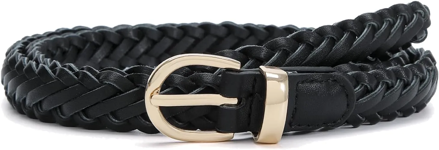Thin Braided Belts for Women Classic Waist Belt Skinny Woven Strap for Jeans Pants Dress