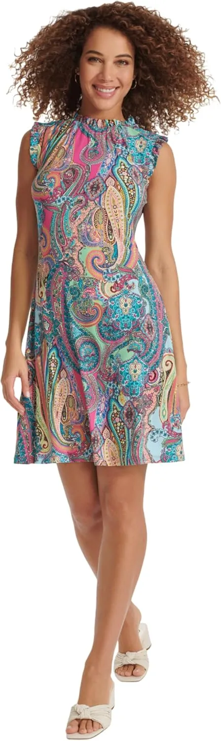 Tommy Hilfiger Women's Sleeveless Ruffle Neck Jersey Dress