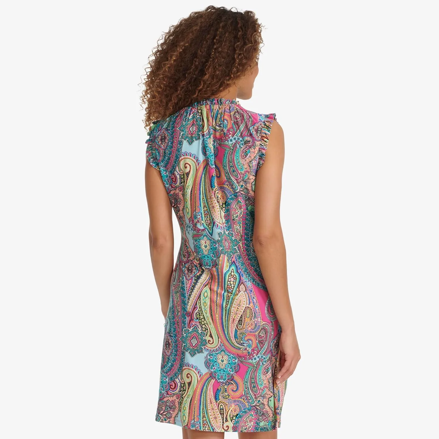 Tommy Hilfiger Women's Sleeveless Ruffle Neck Jersey Dress