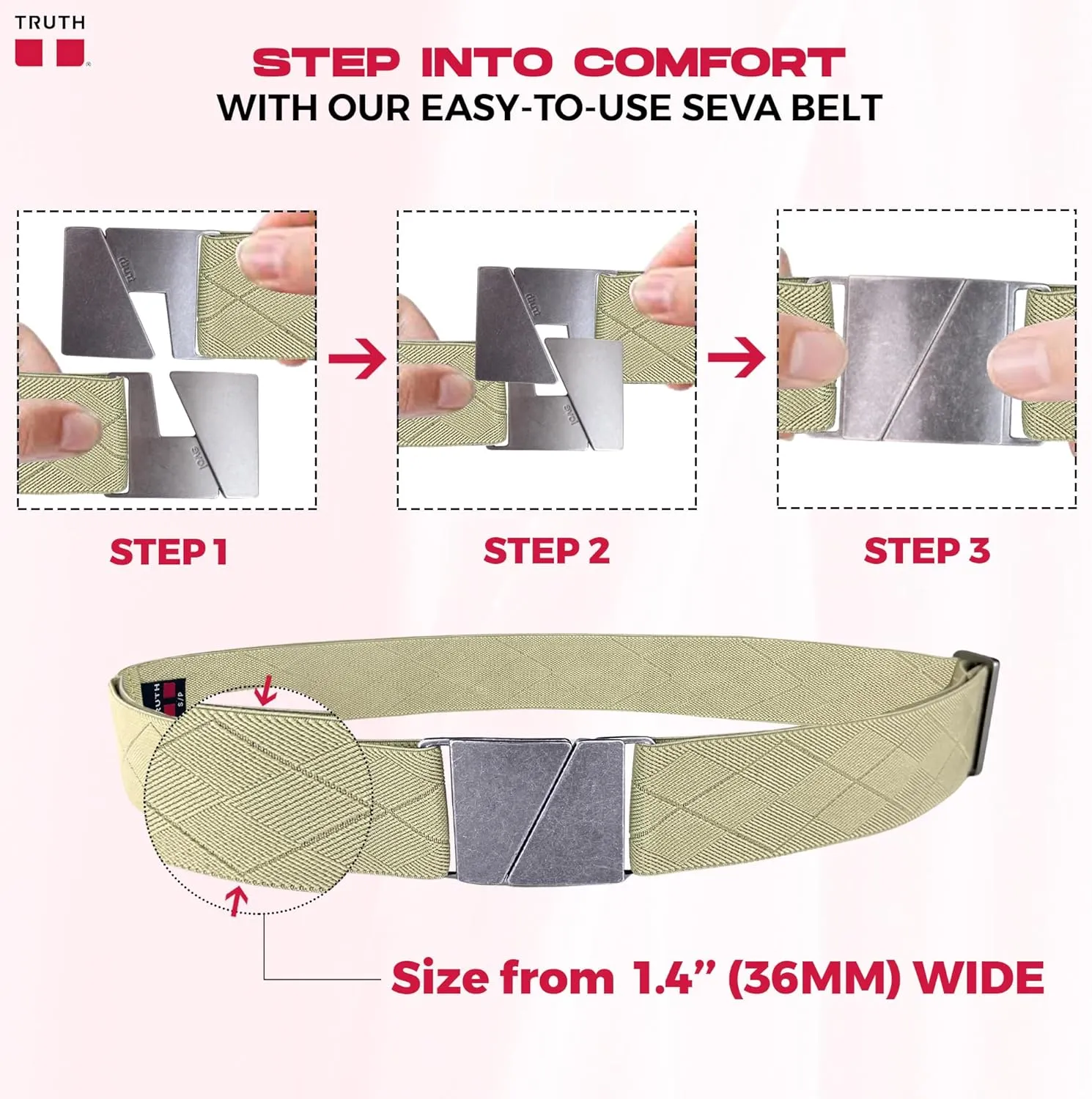Truth Elastic Belts for Women & Men, Adjustable Flat Buckle, Invisible Stretch Belts for Jeans, Pants and Plus Sizes
