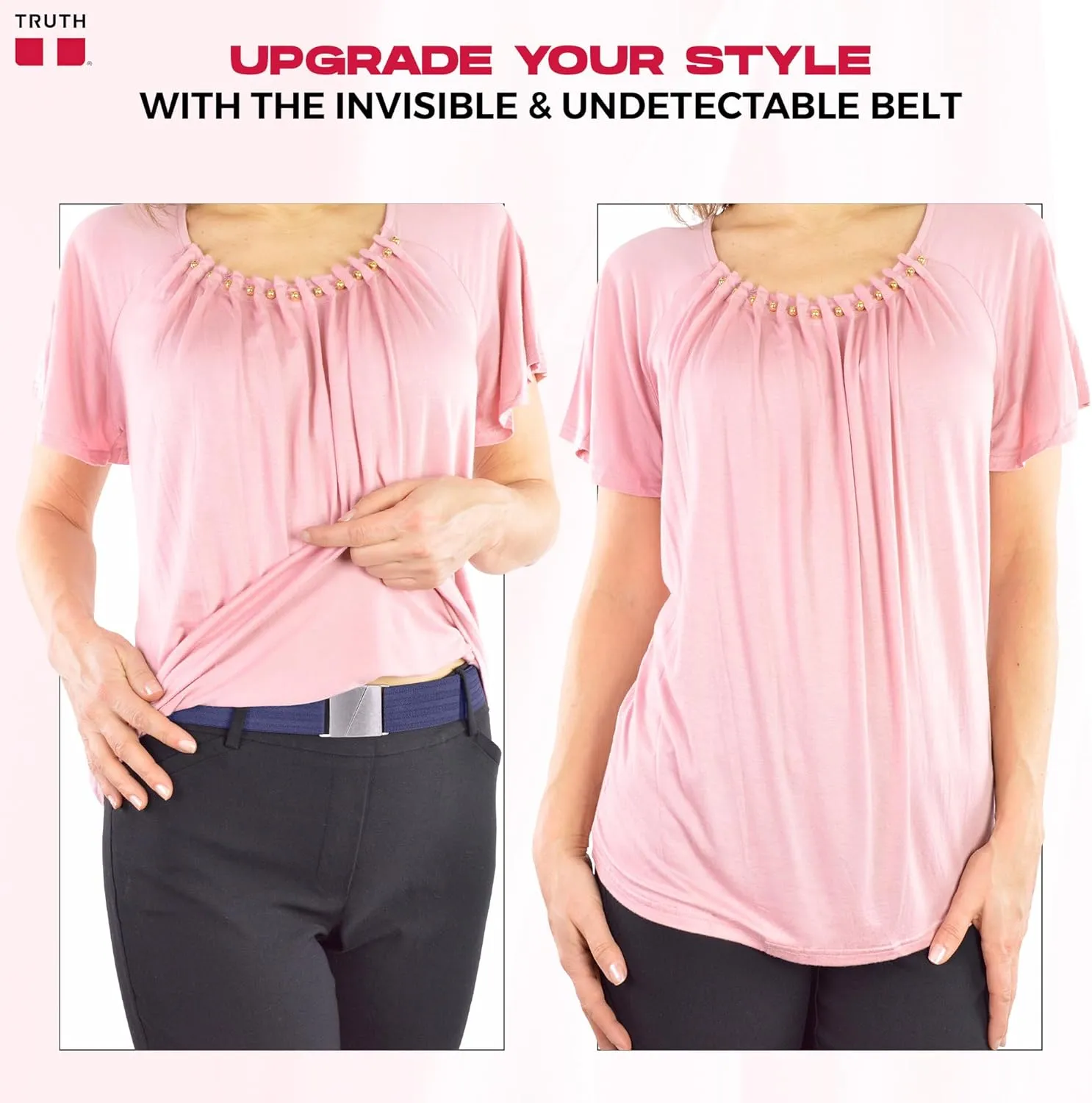 Truth Elastic Belts for Women & Men, Adjustable Flat Buckle, Invisible Stretch Belts for Jeans, Pants and Plus Sizes