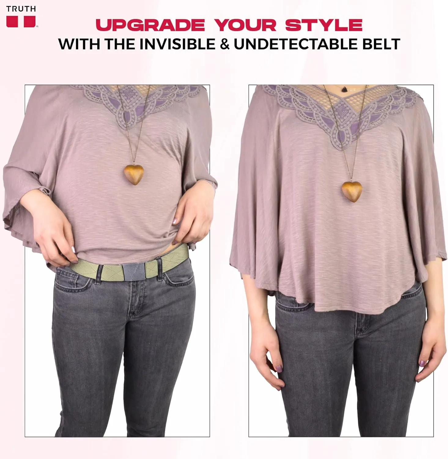Truth Elastic Belts for Women & Men, Adjustable Flat Buckle, Invisible Stretch Belts for Jeans, Pants and Plus Sizes