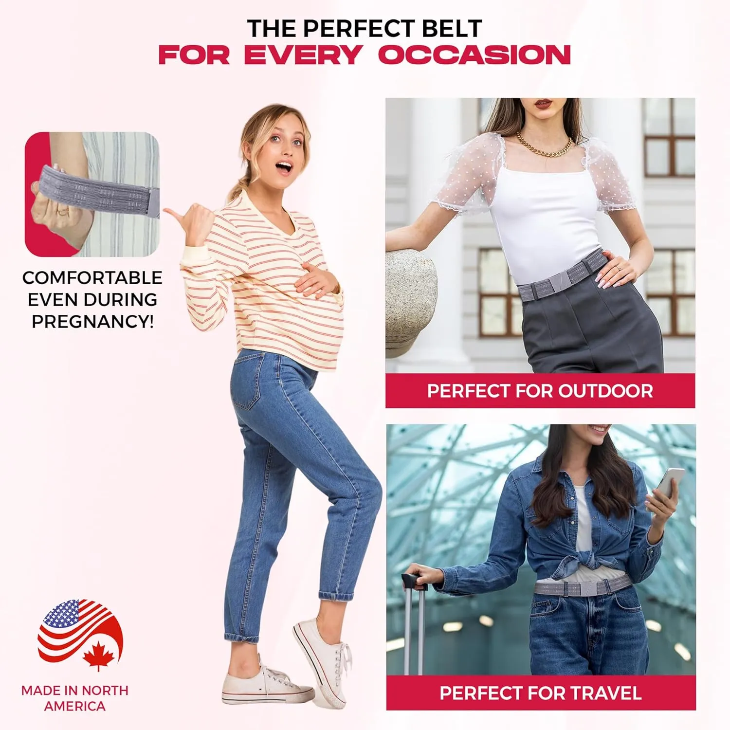 Truth Elastic Belts for Women & Men, Adjustable Flat Buckle, Invisible Stretch Belts for Jeans, Pants and Plus Sizes