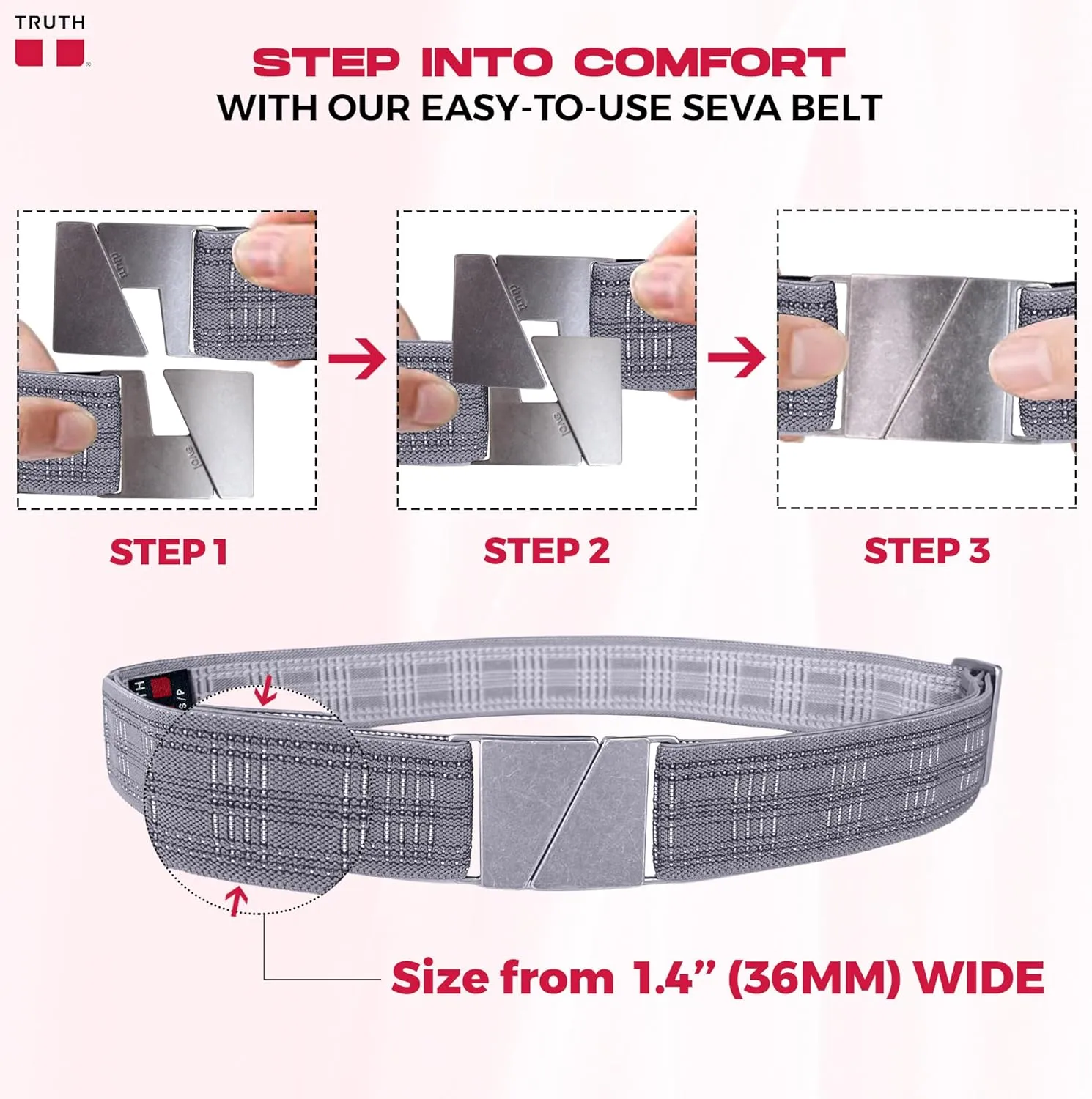 Truth Elastic Belts for Women & Men, Adjustable Flat Buckle, Invisible Stretch Belts for Jeans, Pants and Plus Sizes