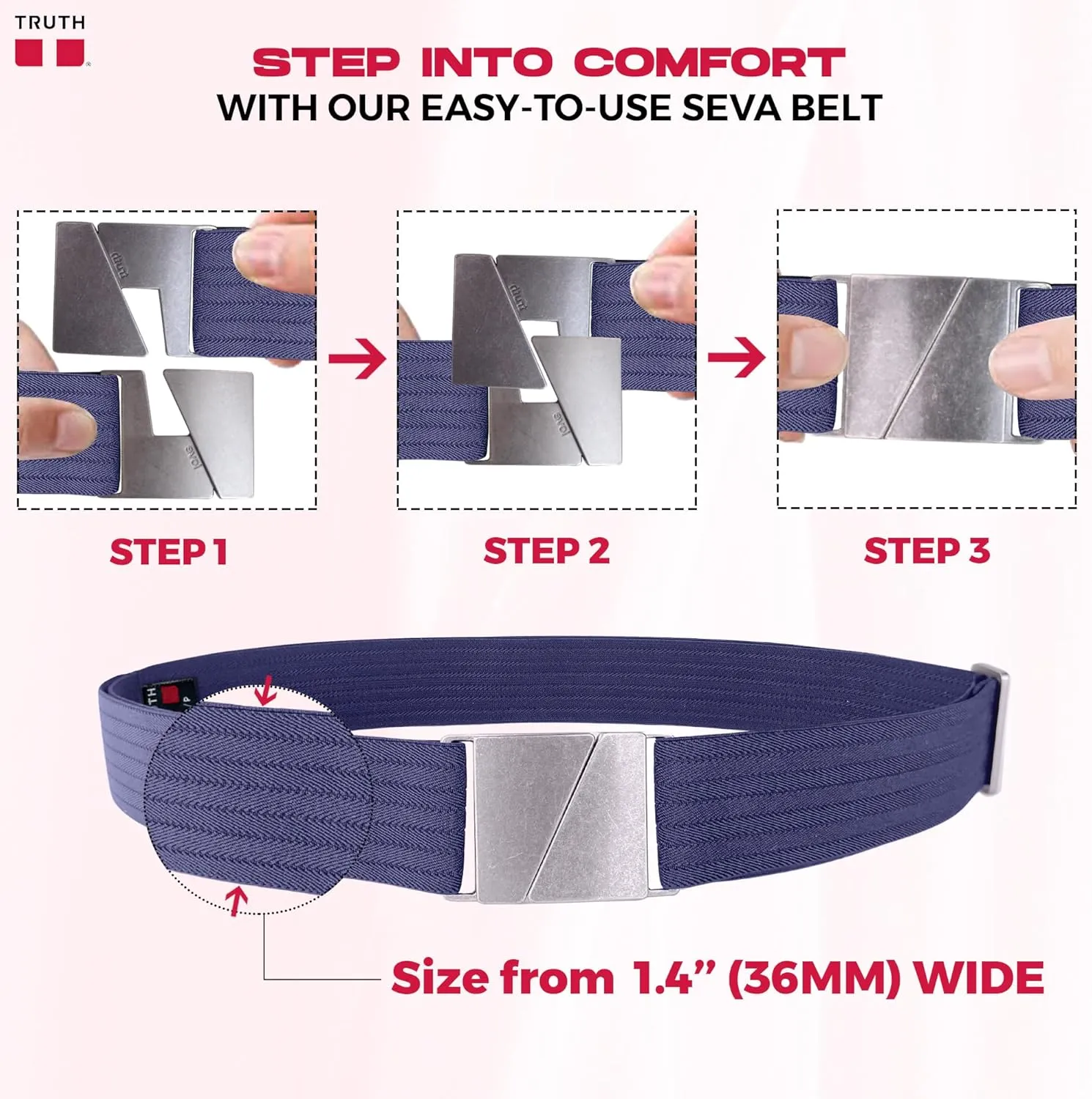 Truth Elastic Belts for Women & Men, Adjustable Flat Buckle, Invisible Stretch Belts for Jeans, Pants and Plus Sizes